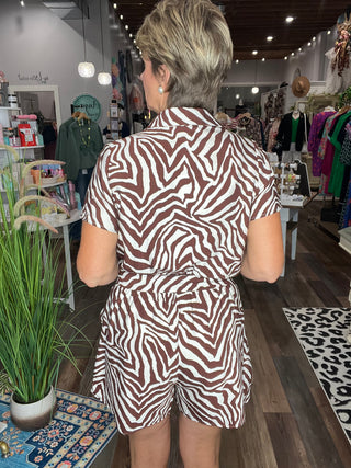 Zebra Romper in Brown