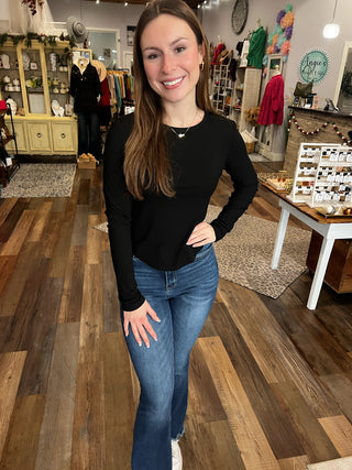 Elena Curve Hem Ribbed Top