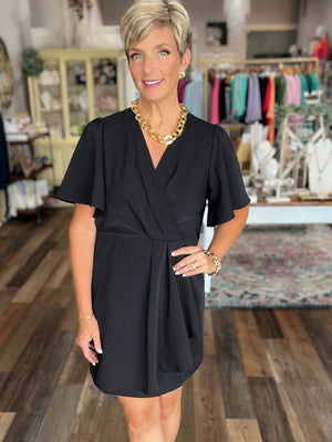 Tell Me I'm Pretty Wrap Dress in Black
