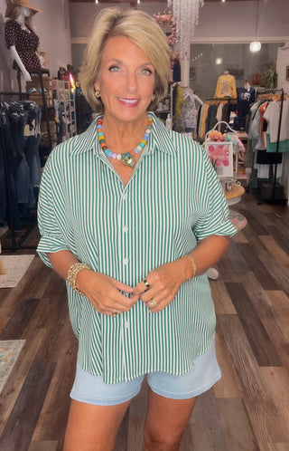 Green Stripe Button Down Shirt