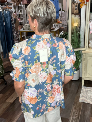 Fall Garden Smocked Puff Sleeve Top