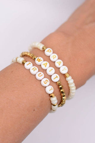 Pray Wait Trust Bracelet Set – Christian Faith Gift