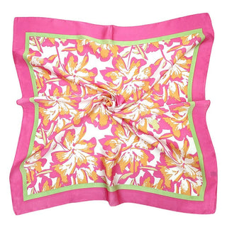 Hawaiian Floral Printed Square Silky Satin Bandana Scarf