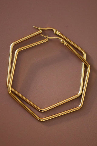 Hexagon Hoop Waterproof Earrings - 7151