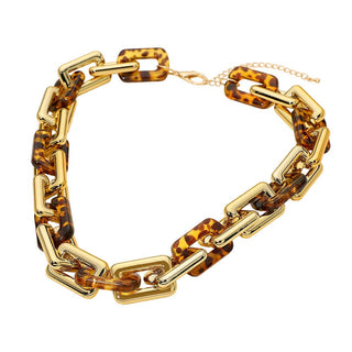 Chunky Geometric Resin Link Statement Necklace