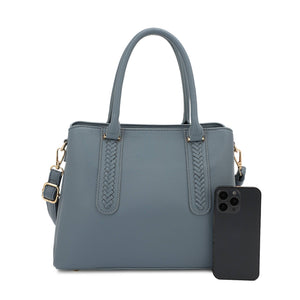 Noreen Satchel Bag with Whipstitch Detail