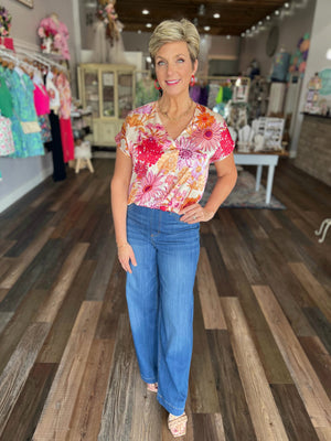 Sunset Bloom Short Sleeve Top