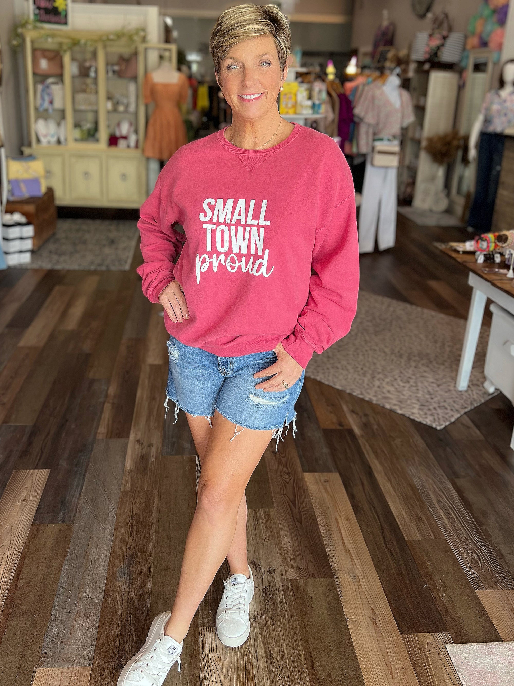 Small Town Proud Sweatshirt in Regular or Curvy - Summer Edition