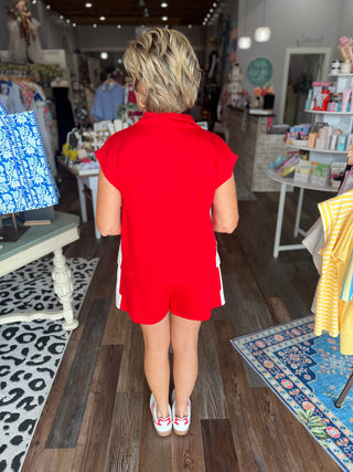Sporty Chic Zip Lounge Set in Red