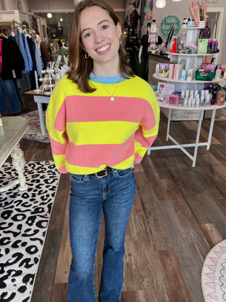 Brighter Days Striped Knit Crewneck Sweater