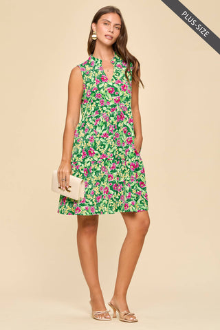 Printed Floral Tiered Lizzy Dress in Curvy