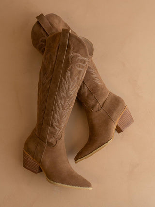 The Samara Brown | Embroidered Western Tall Fall Boot