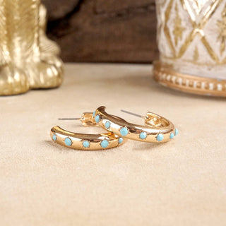Classic Bubble Hoops – Pearl or Turquoise