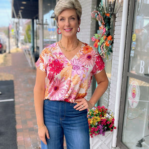 Sunset Bloom Short Sleeve Top