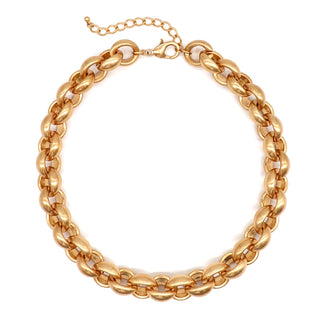 Chunky Interlink Metal Chain Necklace: Matte gold
