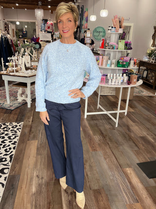 Frosted Blooms Sweater in Blue