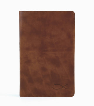 The KJV Study Bible - Chestnut Brown with Fish Engraved