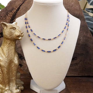 Twice the Sparkle – Double Layer Baguette Crystal Necklace in Gold Tone