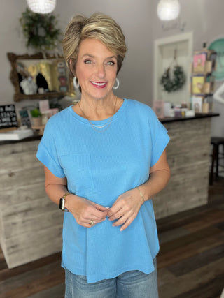 Cloud Blue Dolman Top with Pocket
