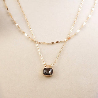 Glimmered Layers – Double Chain Necklace with Emerald-Cut Crystal