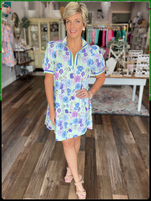 Fresh Flowers High Neck Dress