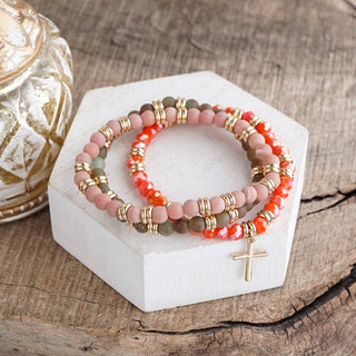 Cross Bracelet Stack Set – Desert Faith Stack - 3 colorways