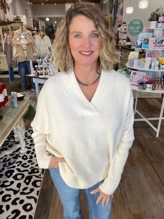 Cozy Knit V-Neck Sweater Top