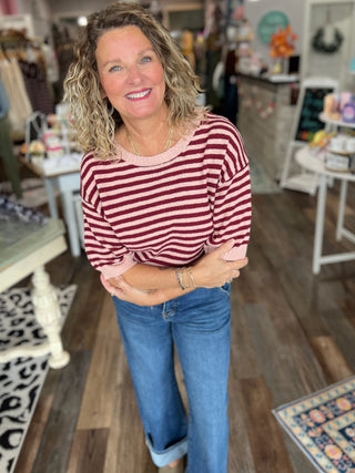 Berry Sweet Stripe Sweater