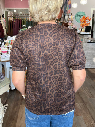 Wildly Classic Suede Leopard Top by THML