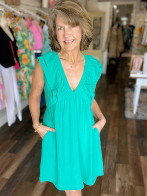 Stay in Your Lane Green Dress