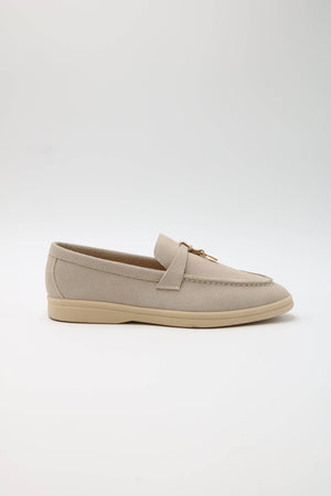 Charlie - Gold-Accent Loafers in Sand