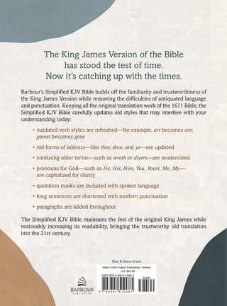 The Barbour Simplified KJV--Large Print [Rust & Stone with Cross Engraved]