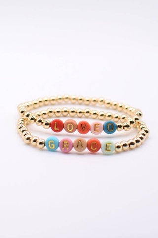 Christian Word Bracelets – Loved & Grace, Faith Jewelry Gift