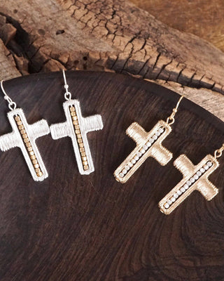 Minimalist Cross Dangle Earrings – Gold or Silver Tone