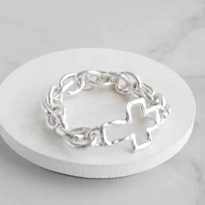 Chunky Chain Cross Bracelet