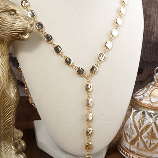 Desert Cascade – Textured Square Long Lariat Necklace