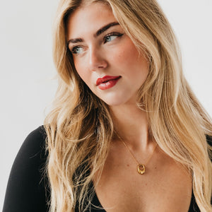 Waterproof Mini Open Oval Pendant Necklace