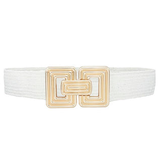 Stretchy Straw Belt with Gold Buckle