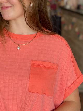 Coral Textured Dolman Top