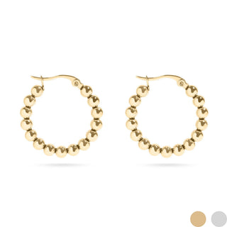 Golden and silver ball hoop earrings