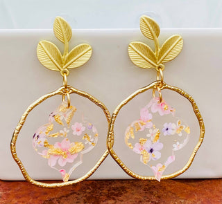Golden Bloom Leaf Frame Earrings