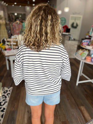 Sail Away Top in Navy Stripe
