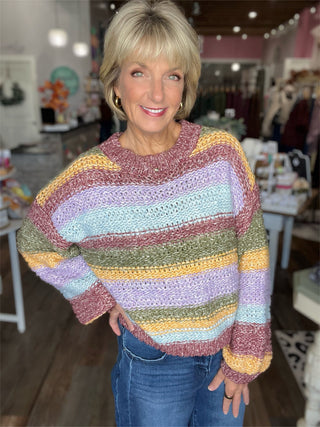 Knit Sweater Multi Color Pullover