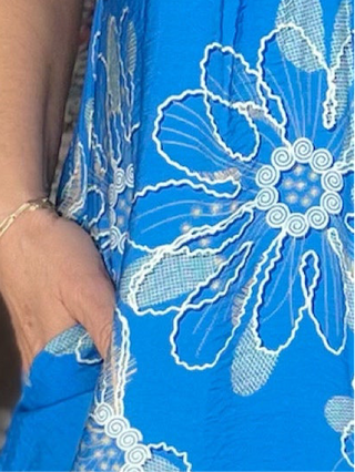 Blue Blossom Smocked Collar Dress