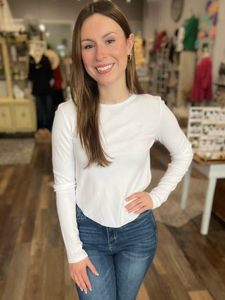 Elena Curve Hem Ribbed Top