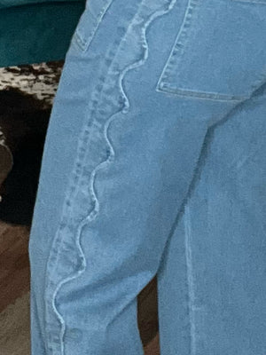 Scallop Side Seam Denim Pants