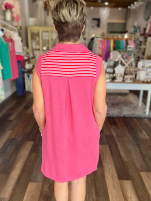 Everyday Dress in Red Color Block