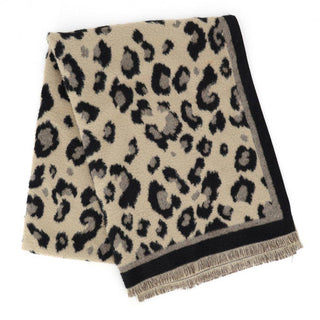 Two Tone Leopard Print Reversible Scarf Wrap