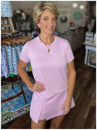 Crew Neck Scuba Set in Pink or Grey