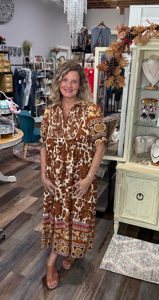 The Painted Paisley Midi Dress